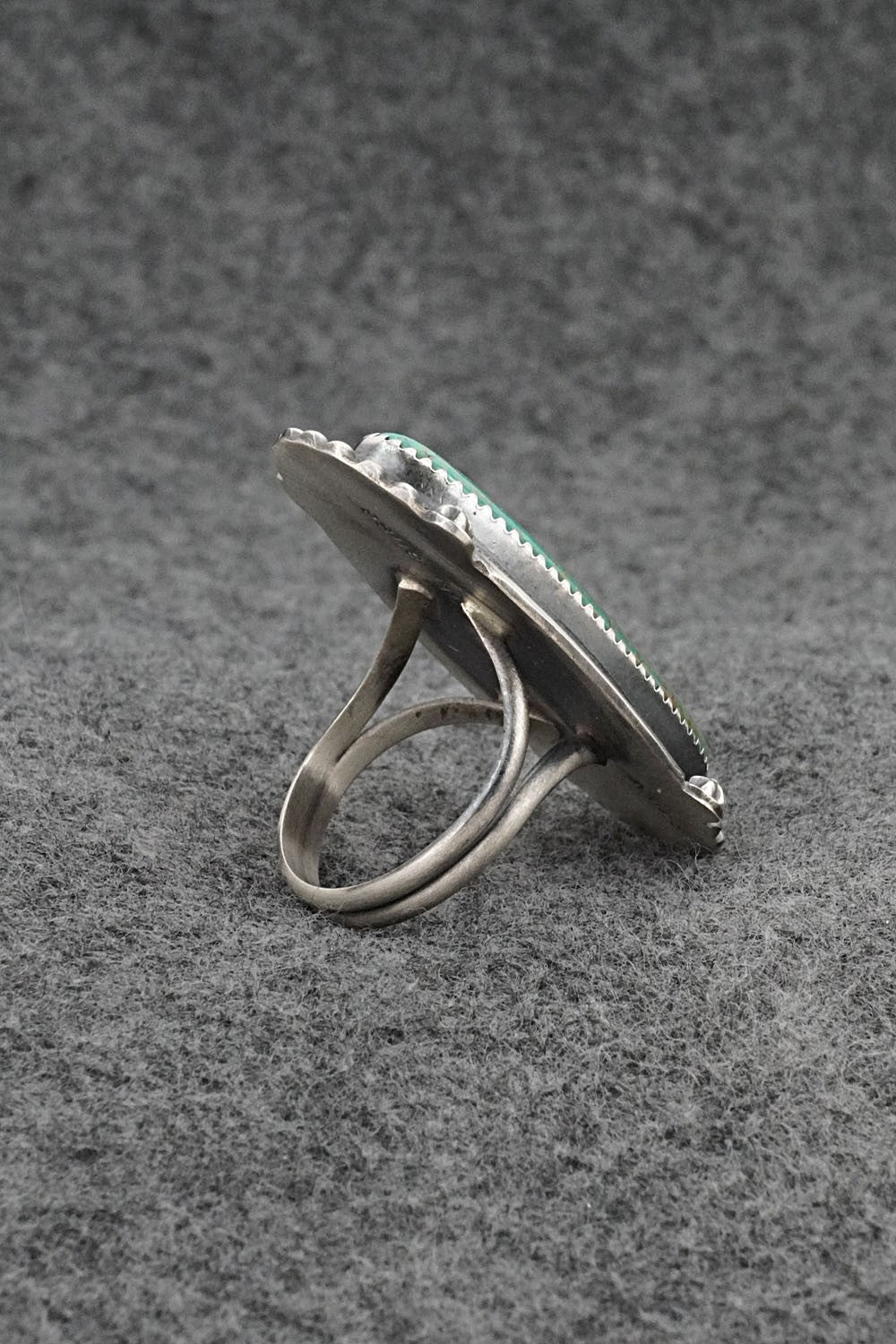 Turquoise & Sterling Silver Ring - Leslie Nez - Size 9.5