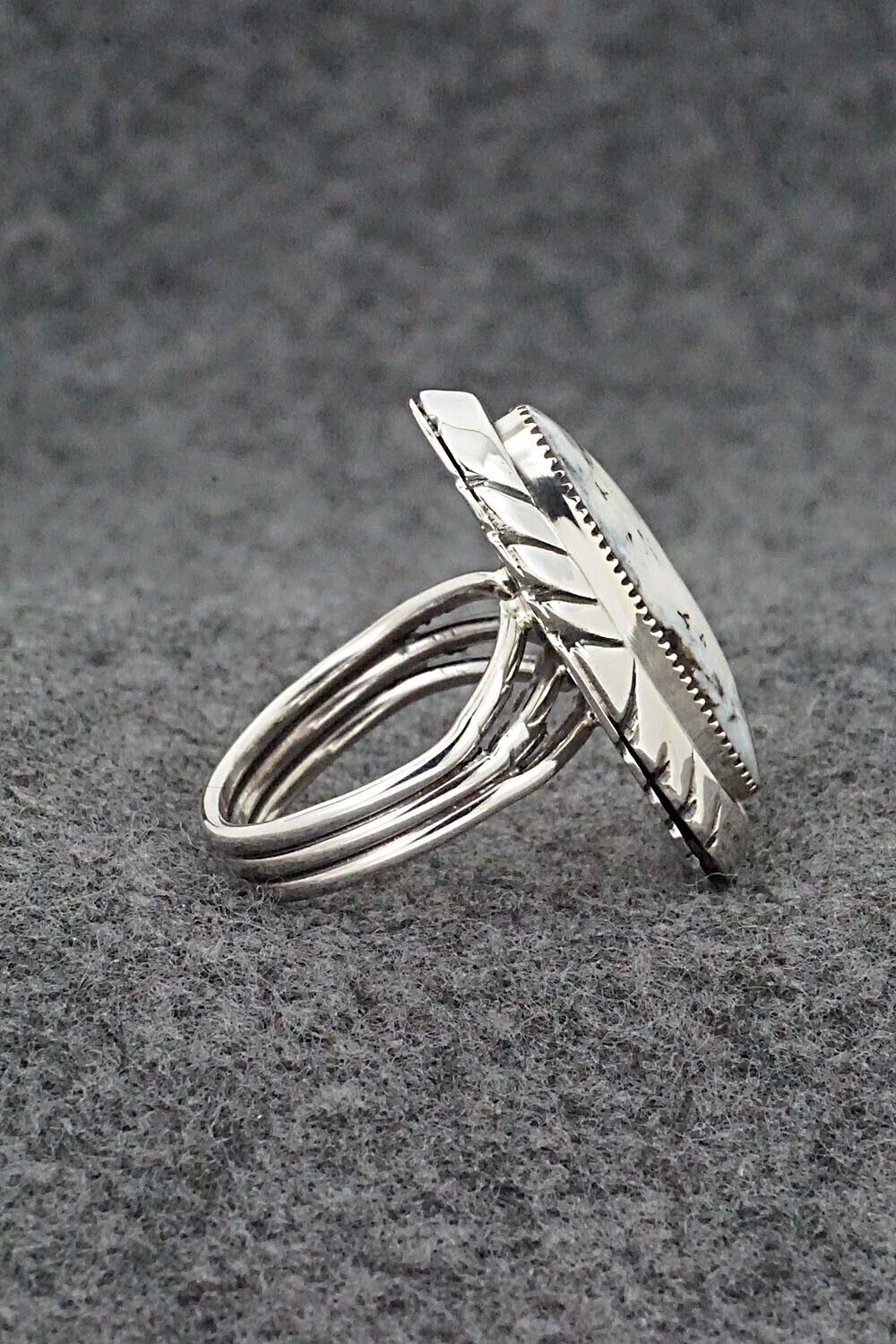 White Buffalo & Sterling Silver Ring - Myra Benally - Size 7.25