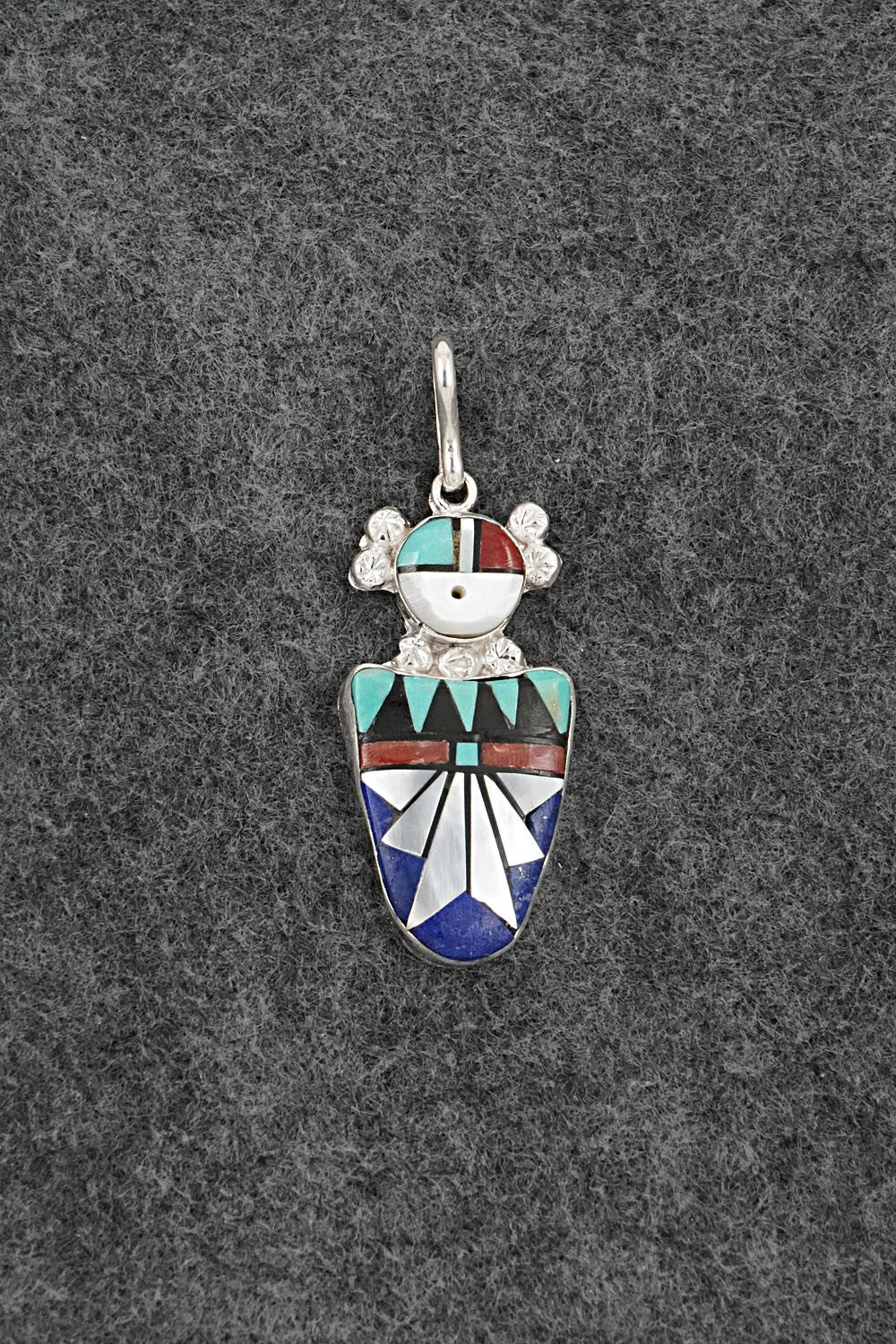 Multi-Stone & Sterling Silver Inlay Pendant - Ola Eriacho