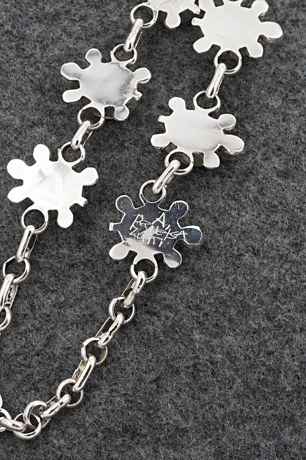 Turquoise & Sterling Silver Link Bracelet - Chris & Amielda Peynetsa