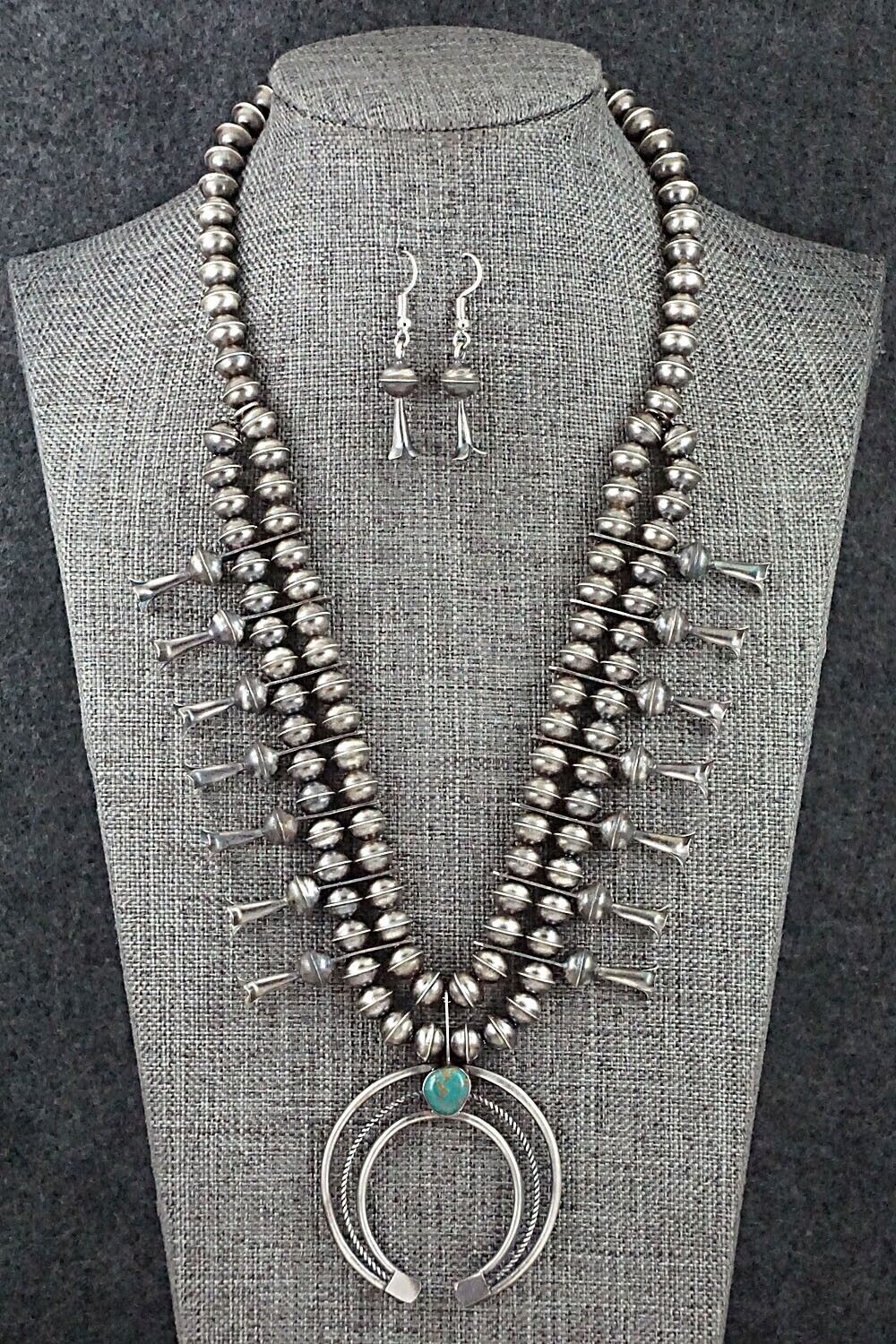 Turquoise & Sterling Silver Squash Blossom Set - Phil Garcia