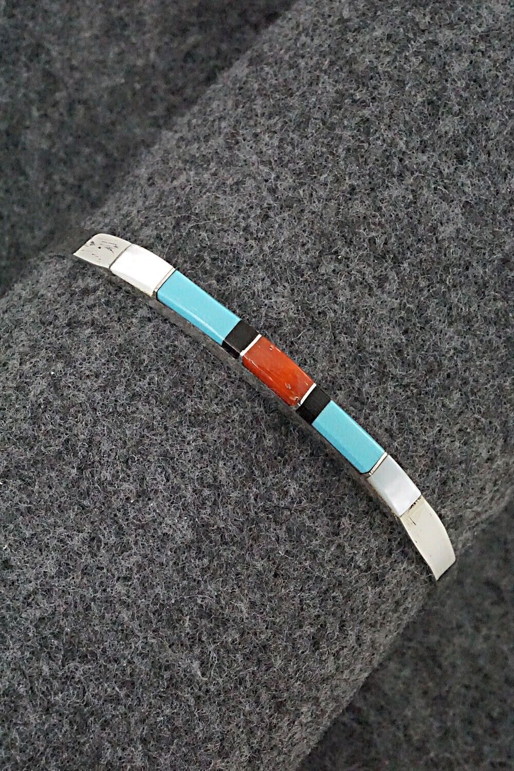 Multi Stone & Sterling Silver Inlay Bracelet - Phyllis Albert