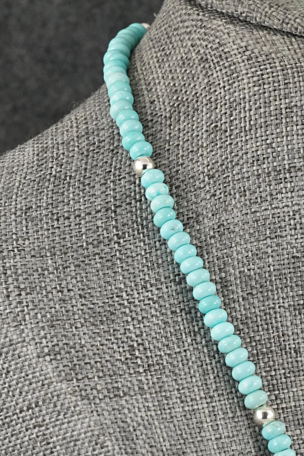Turquoise & Sterling Silver Necklace 17" - Doreen Jake