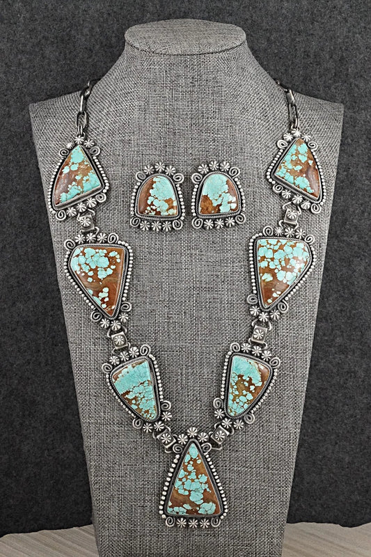 Turquoise & Sterling Silver Necklace and Earrings Set - Paul Livingston