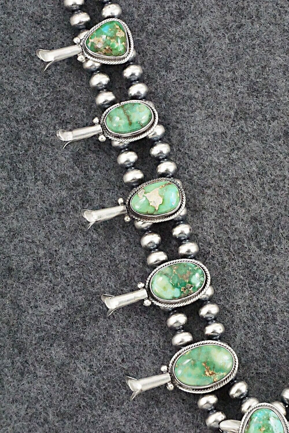 Turquoise & Sterling Silver Squash Blossom Necklace - Tom Lewis