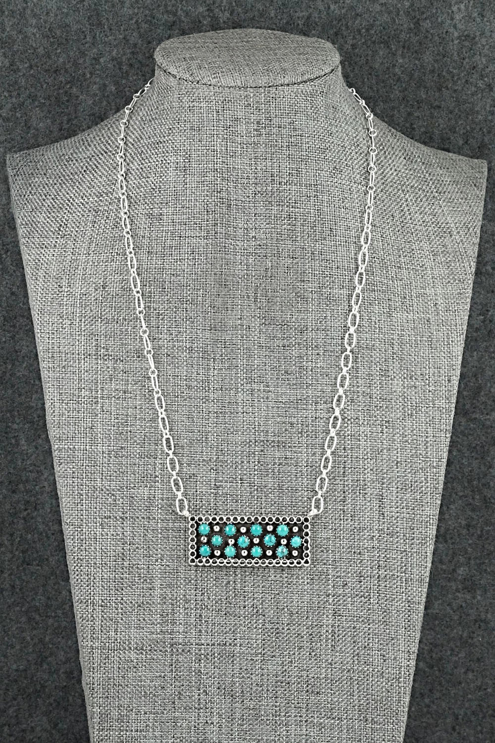 Turquoise & Sterling Silver Necklace - Kenny Lonjose