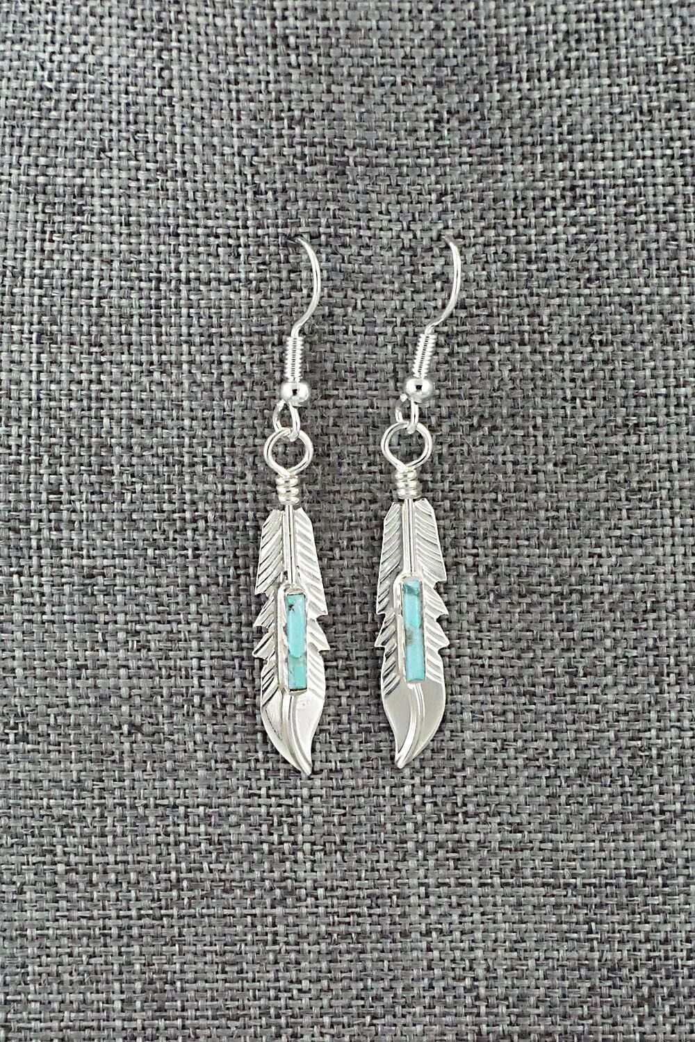Turquoise & Sterling Silver Inlay Earrings - Allen Barney