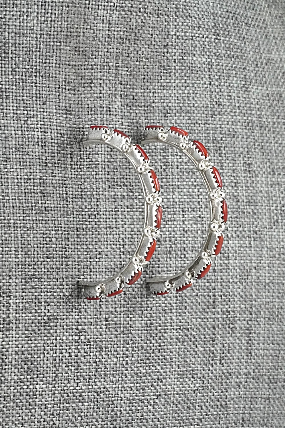 Coral & Sterling Silver Earrings - Murray Hannaweeka