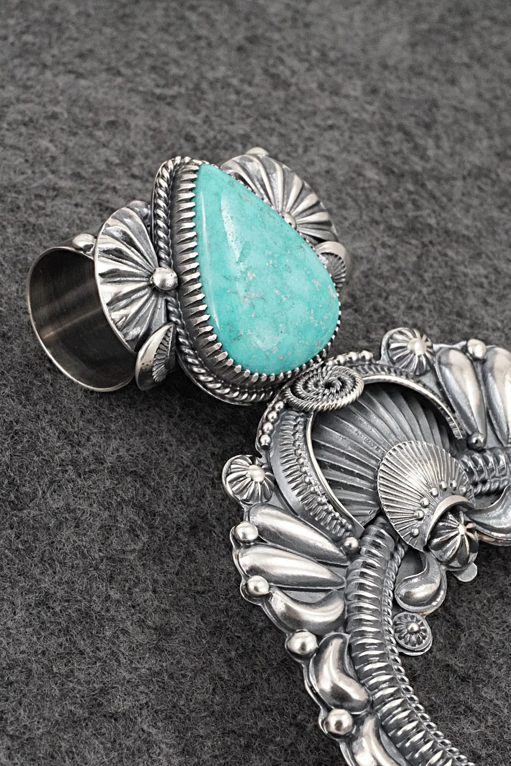 Turquoise & Sterling Silver Naja Pendant - Delbert Gordon