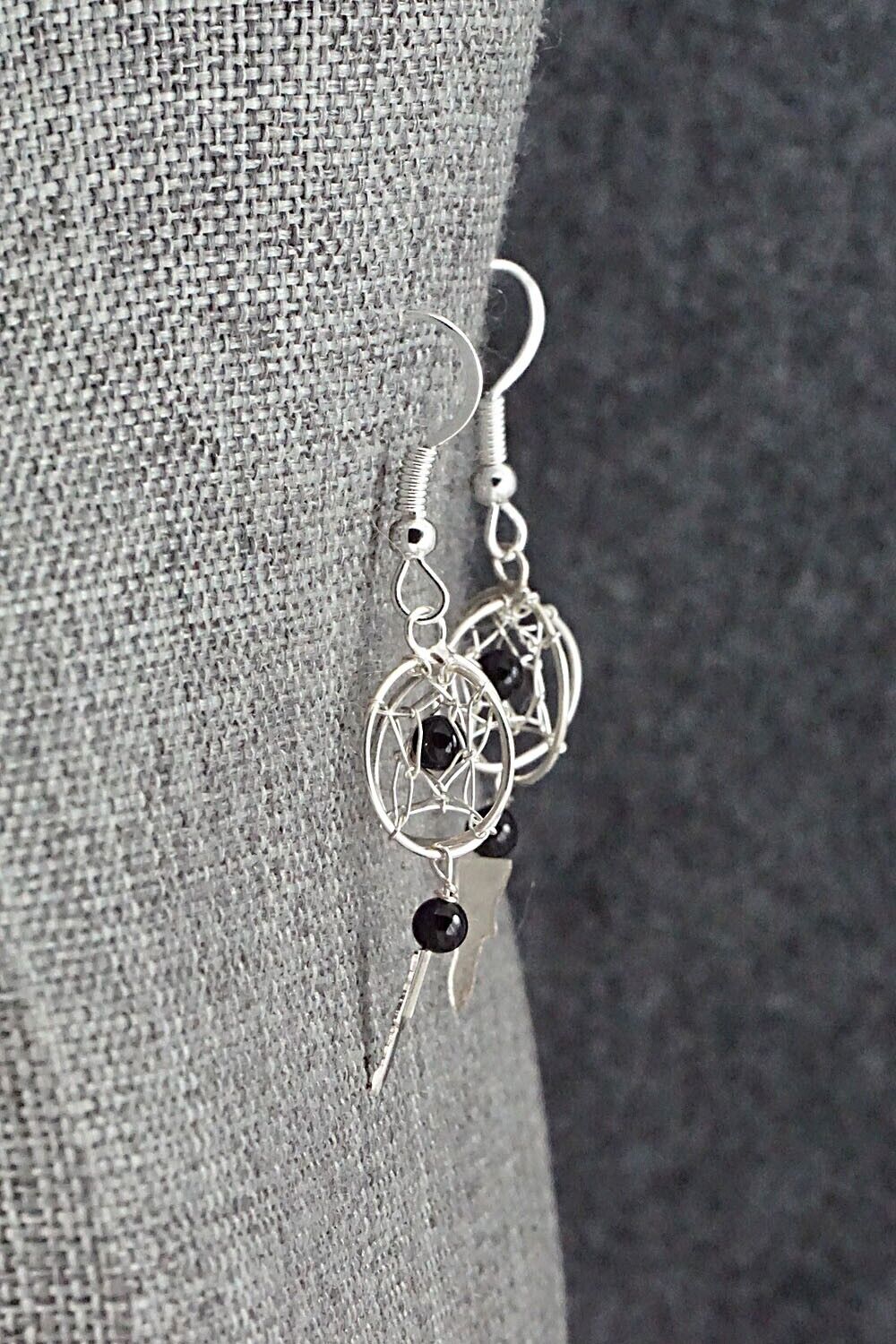 Onyx & Sterling Silver Earrings - Lena Platero