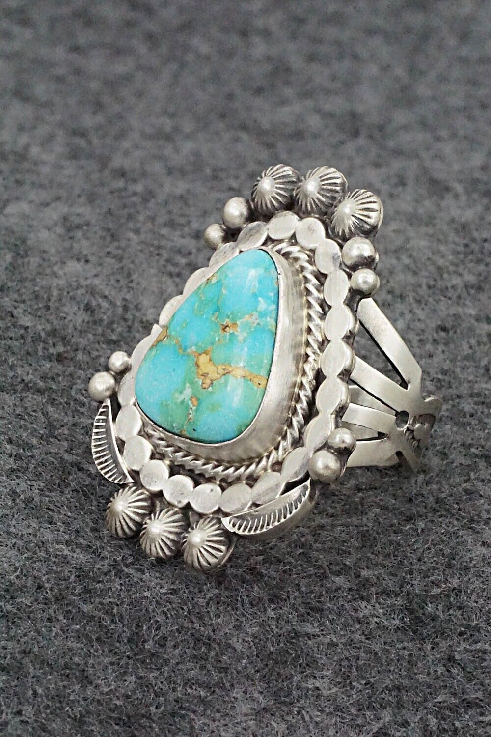 Turquoise & Sterling Silver Ring - Tom Lewis - Size 9.5