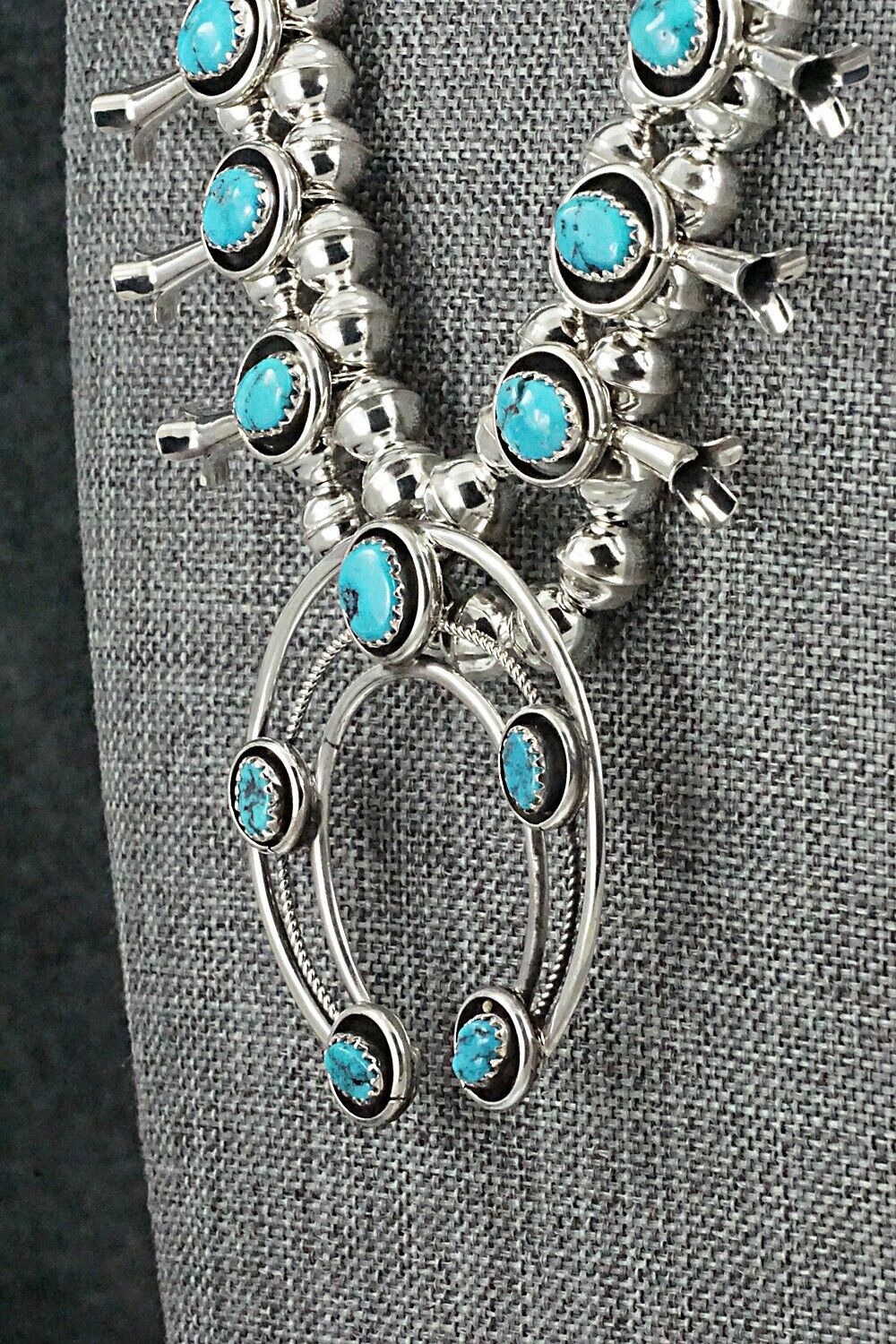 Turquoise & Sterling Silver Squash Blossom Set - Phil Garcia