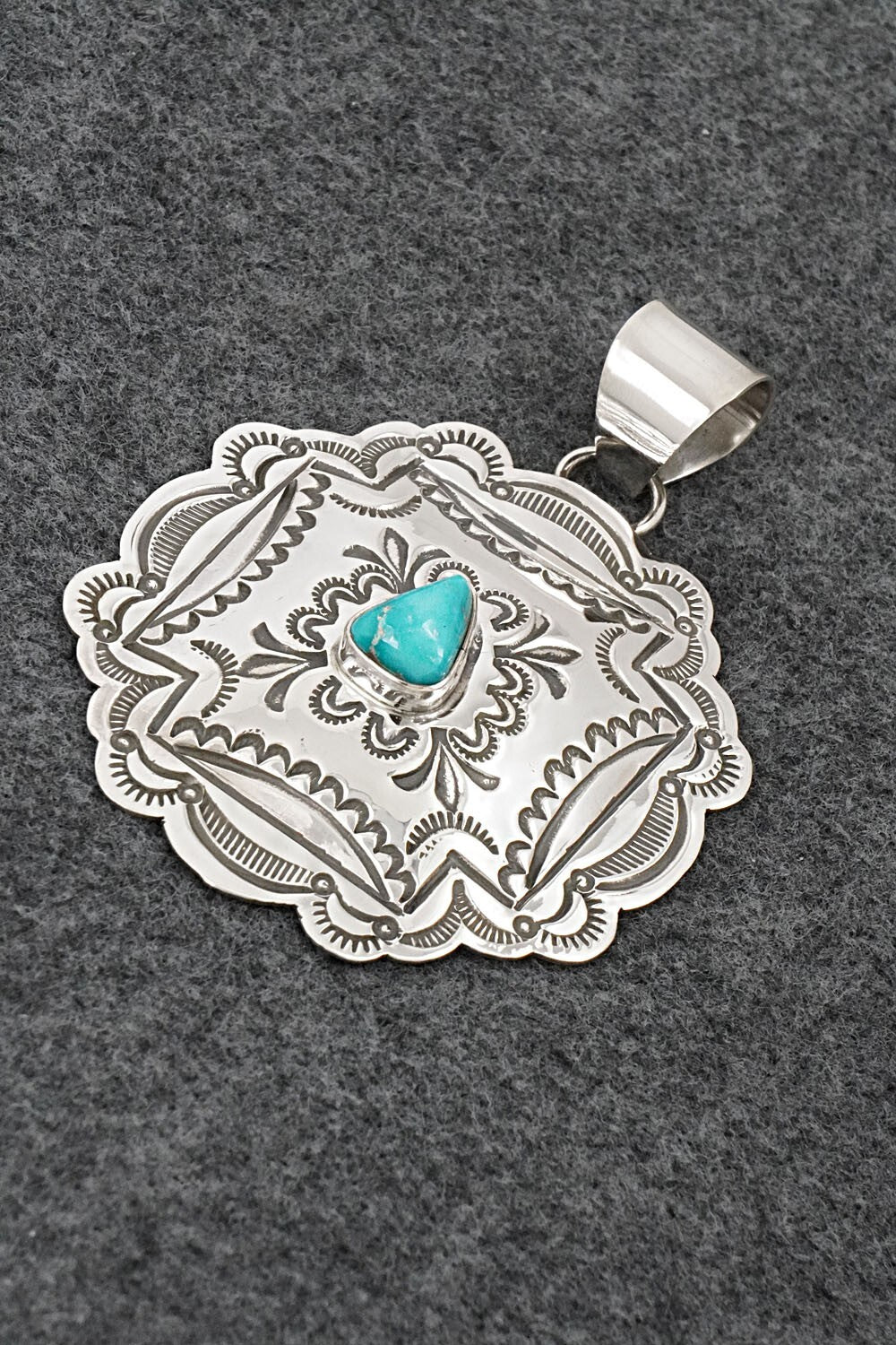 Turquoise & Sterling Silver Pendant - Arnold Blackgoat