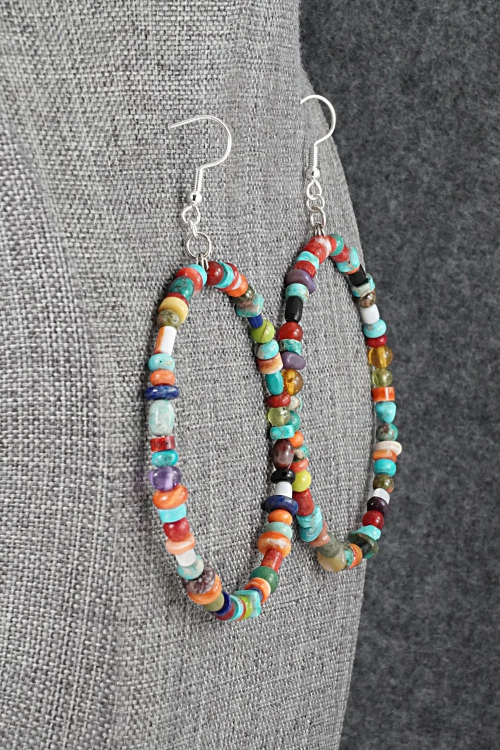 Multi-Stone & Sterling Silver Earrings - Helen Tsosie