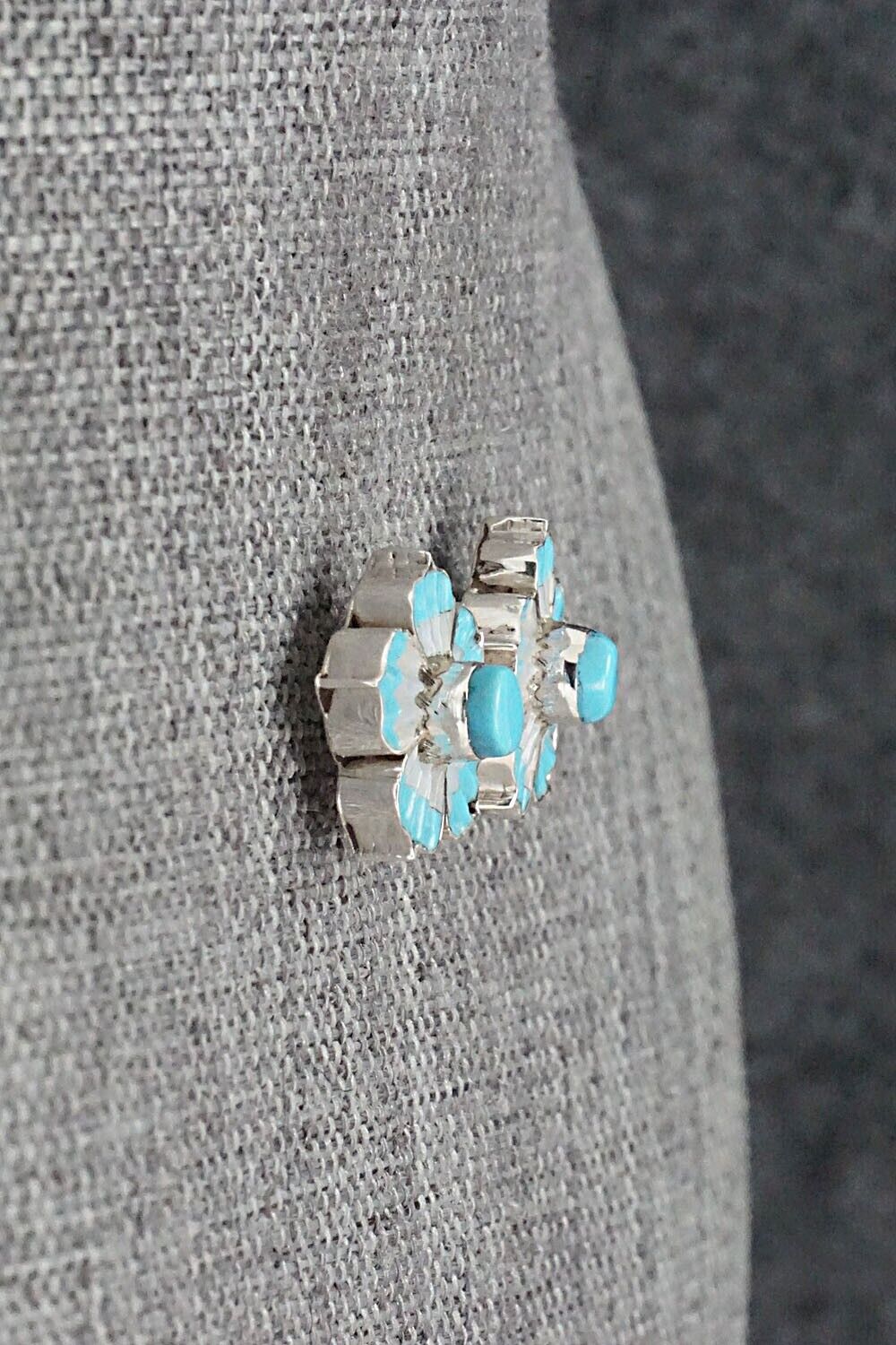 Turquoise, Mother of Pearl & Sterling Silver Earrings - Marsha Quam