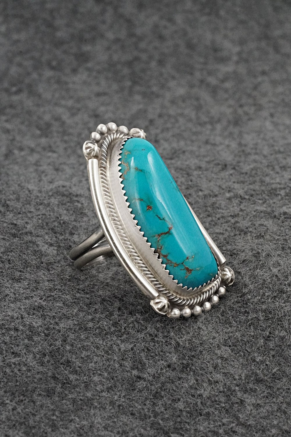 Turquoise & Sterling Silver Ring - Leslie Nez - Size 9.5