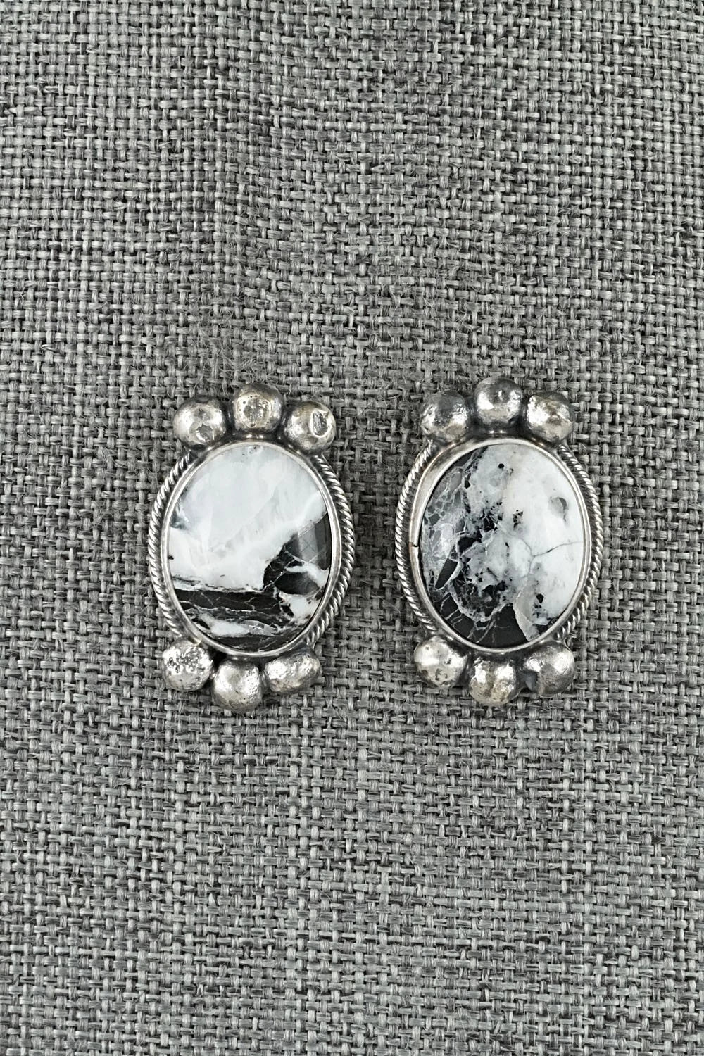 White Buffalo & Sterling Silver Squash Blossom Set - Darrin Livingston