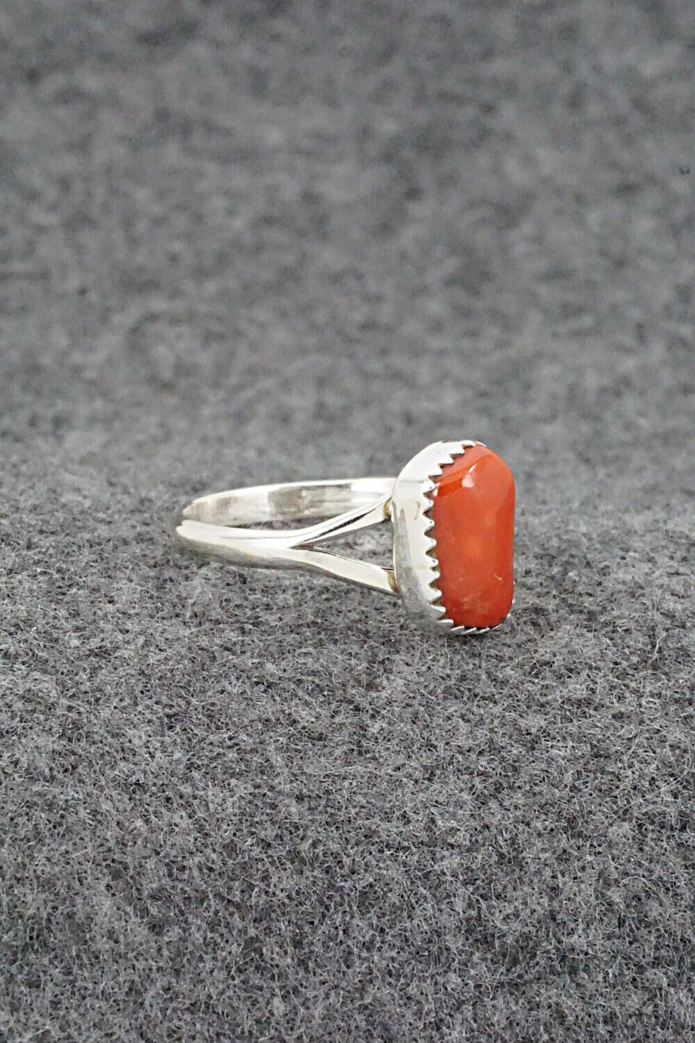 Coral & Sterling Silver Ring - Letricia Largo - Size 8.25
