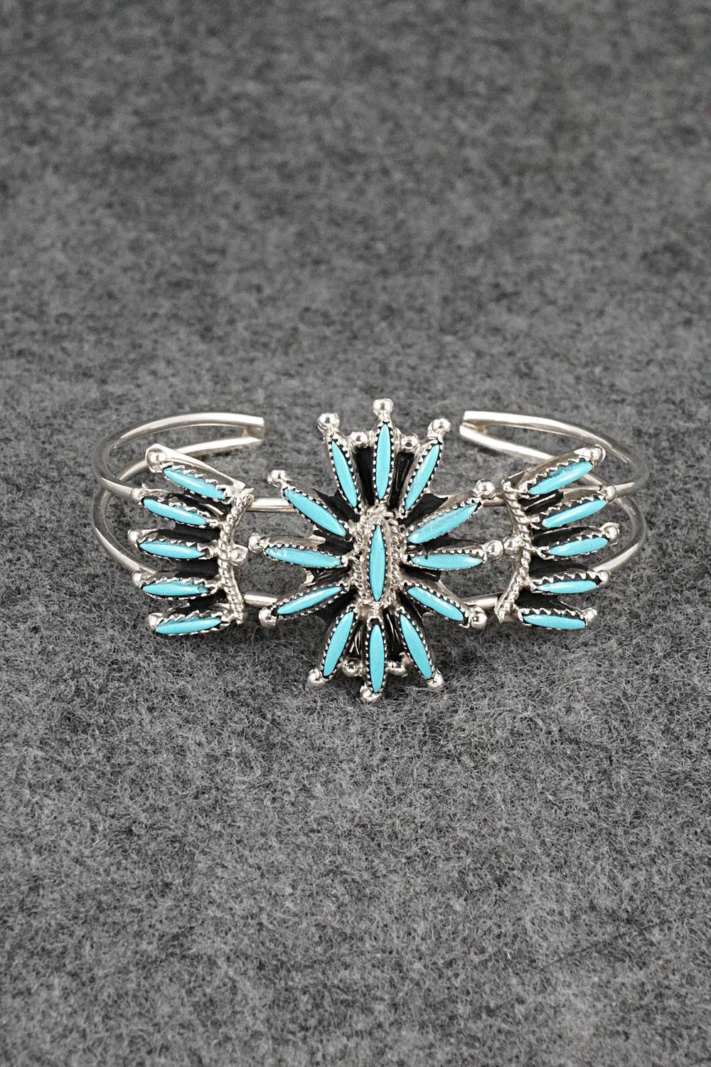 Turquoise & Sterling Silver Squash Blossom Necklace Set - Gerald Etsate
