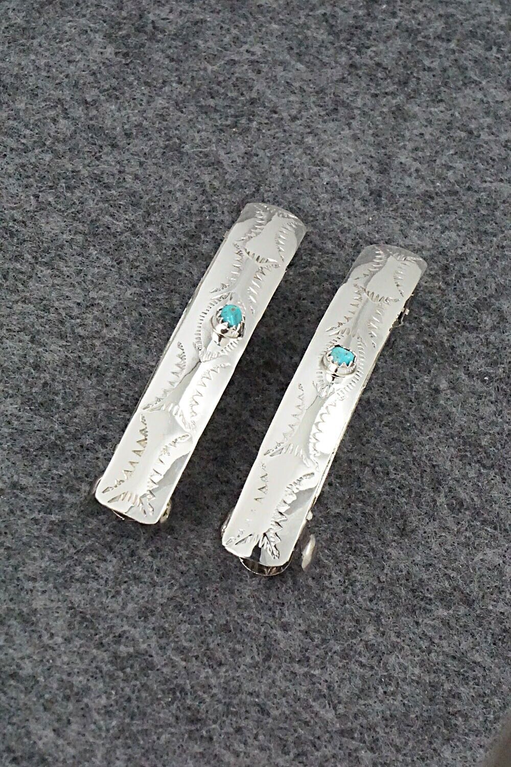 Turquoise & Sterling Silver Hair Barrettes - Randall Dalgai