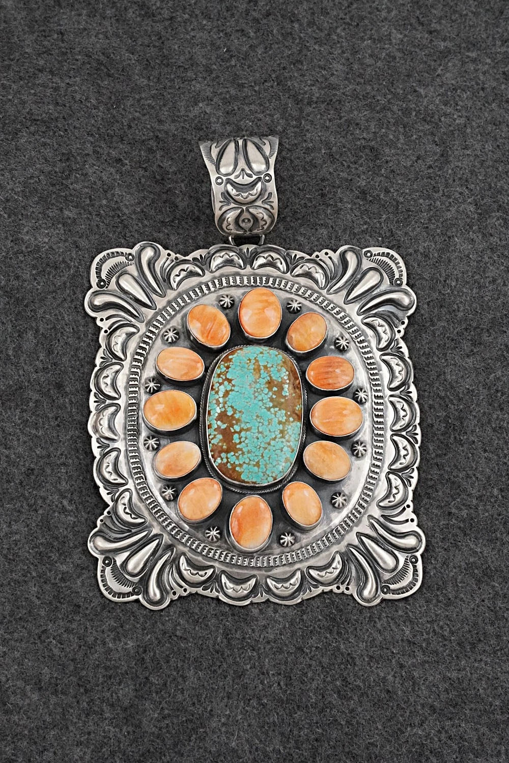 Turquoise, Spiny Oyster & Sterling Silver Pendant - Randy Boyd