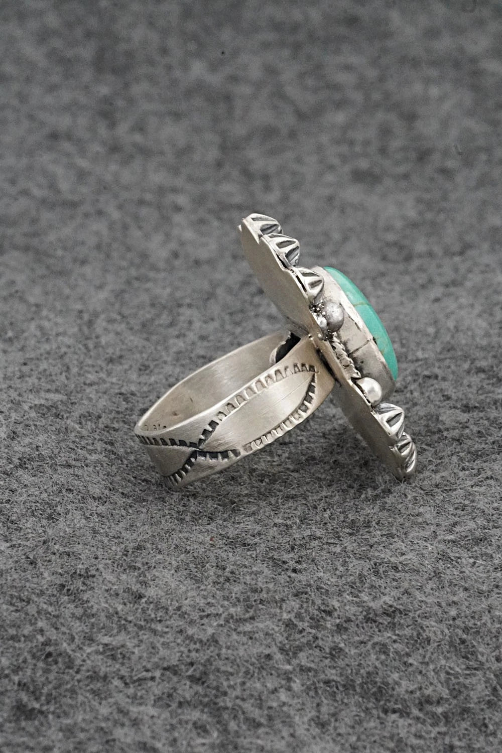 Turquoise & Sterling Silver Ring - Cordell Platero - Size Adjustable