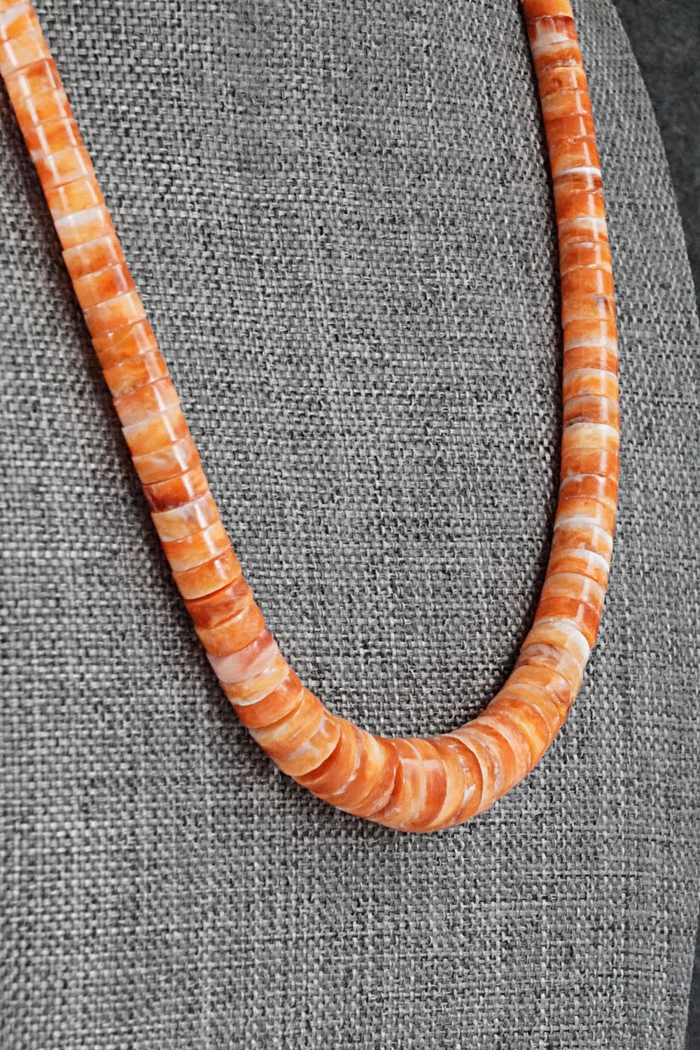 Spiny Oyster & Sterling Silver Necklace 18" - Doreen Jake