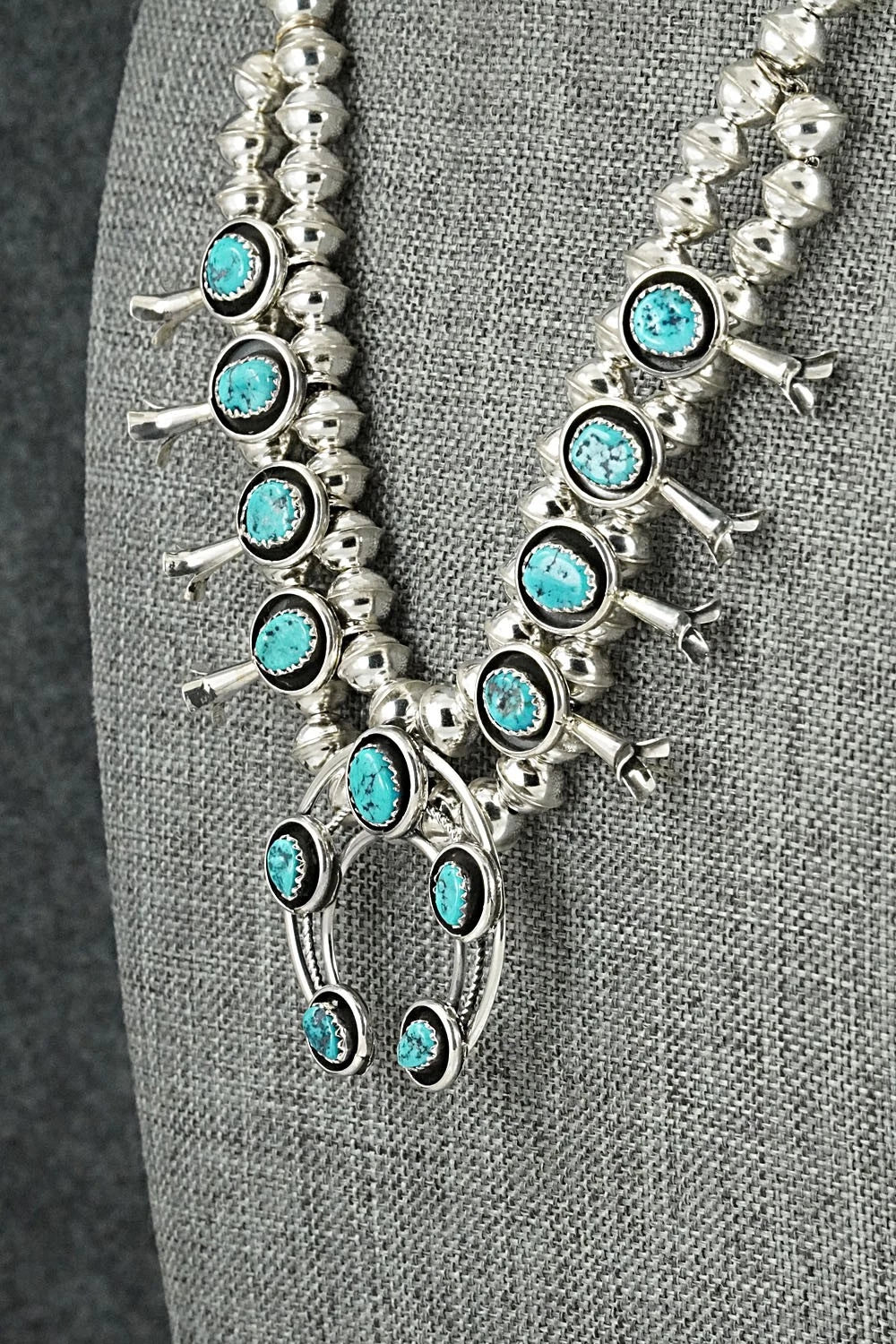 Turquoise & Sterling Silver Squash Blossom Set - Phil Garcia