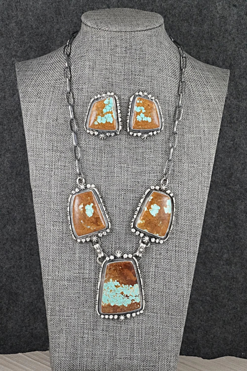 Turquoise & Sterling Silver Necklace and Earrings Set - Bob Becenti