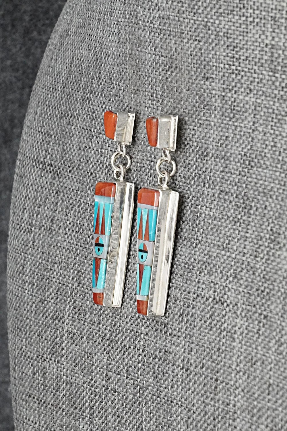 Multi-Stone & Sterling Silver Inlay Earrings - Rayland Edaakie