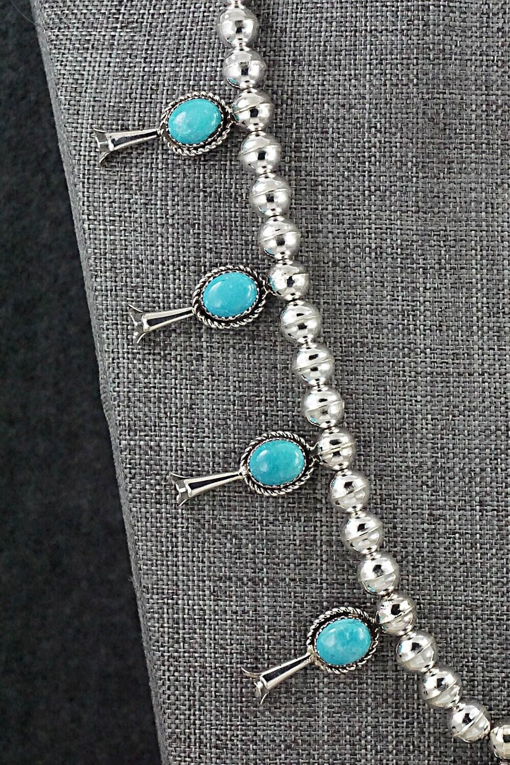Turquoise & Sterling Silver Squash Blossom Necklace - Phil Garcia