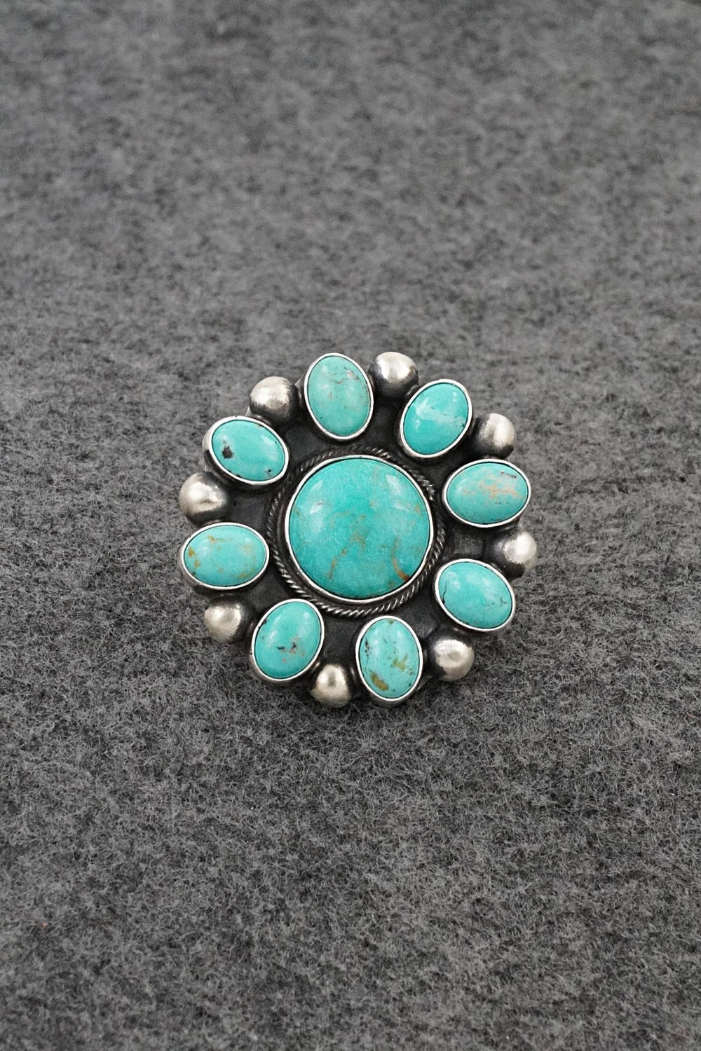 Turquoise & Sterling Silver Ring - Kathleen Livingston - Size Adjustable