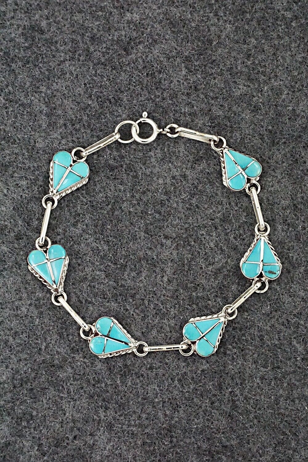Turquoise & Sterling Silver Link Bracelet - Velda Nastacio