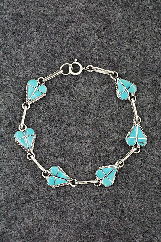 Turquoise & Sterling Silver Link Bracelet - Velda Nastacio