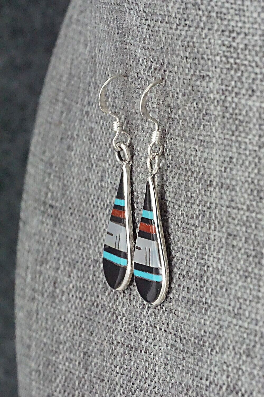 Multi Stone & Sterling Silver Inlay Earrings - Rhianna Kallestewa