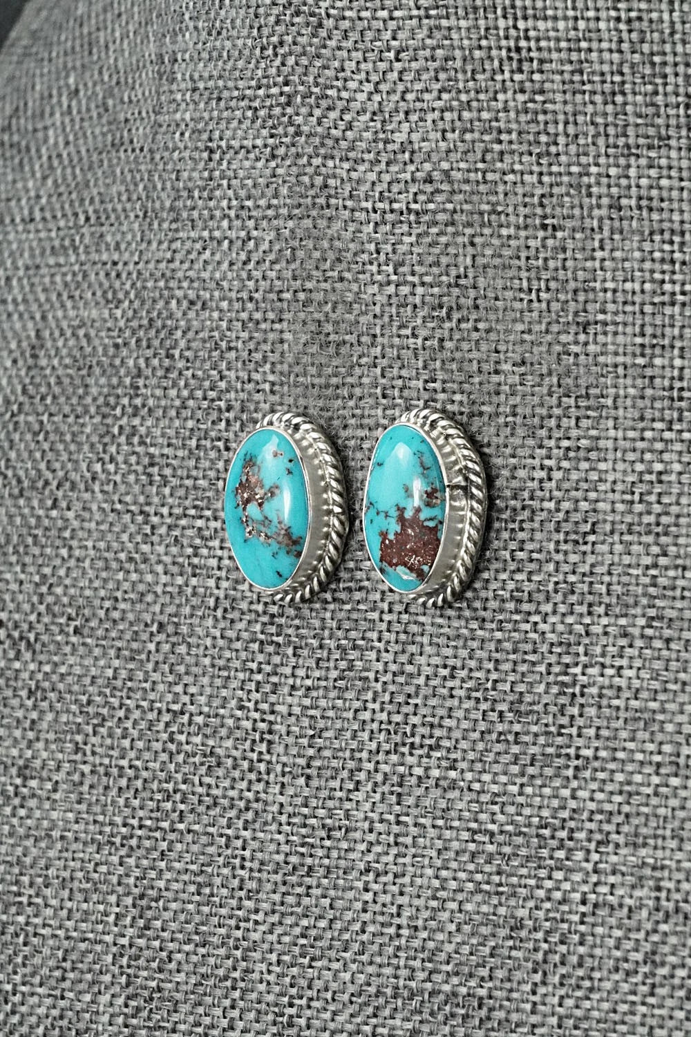 Turquoise & Sterling Silver Earrings - Eugene Gruber