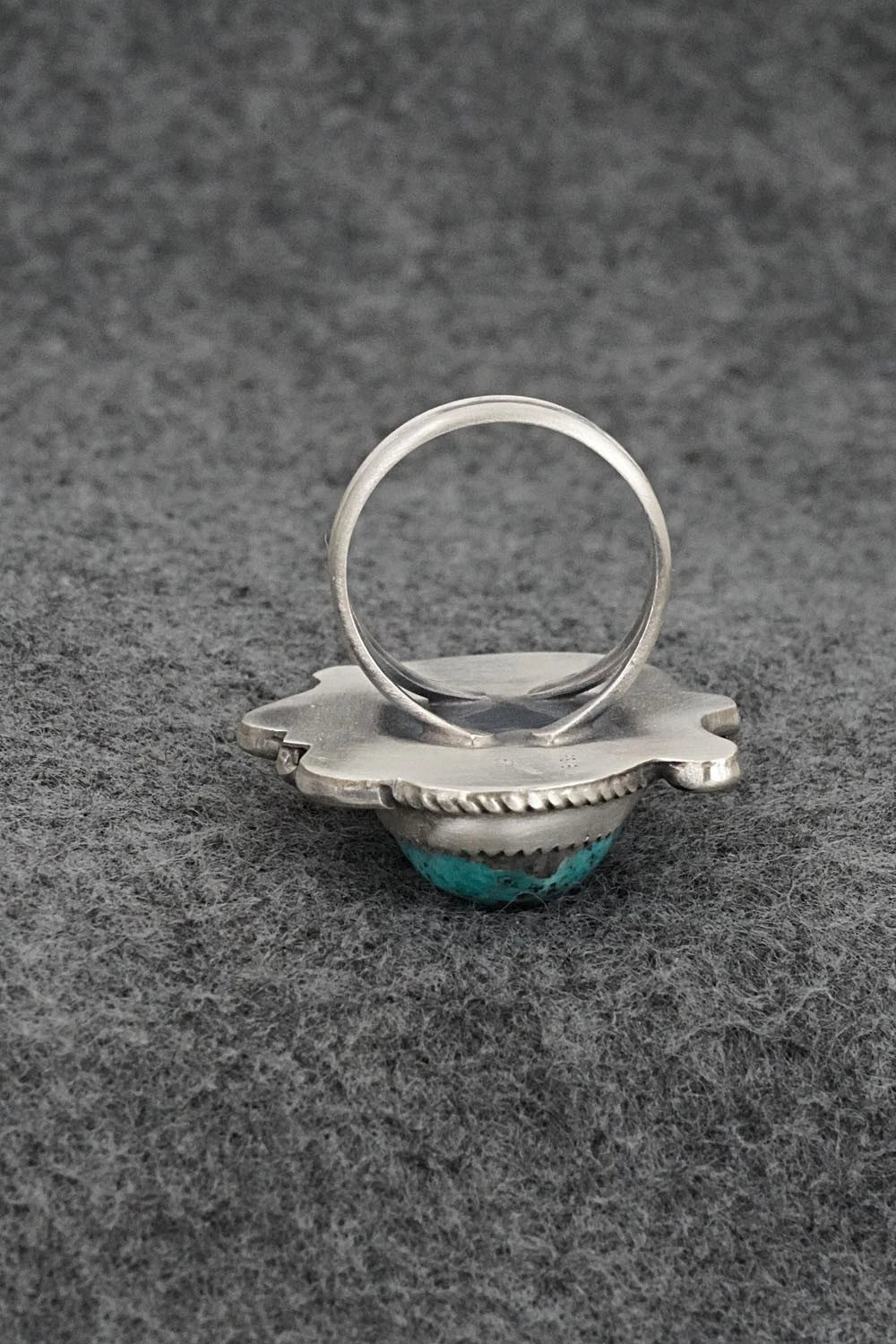 Turquoise & Sterling Silver Ring - Leslie Nez - Size 8
