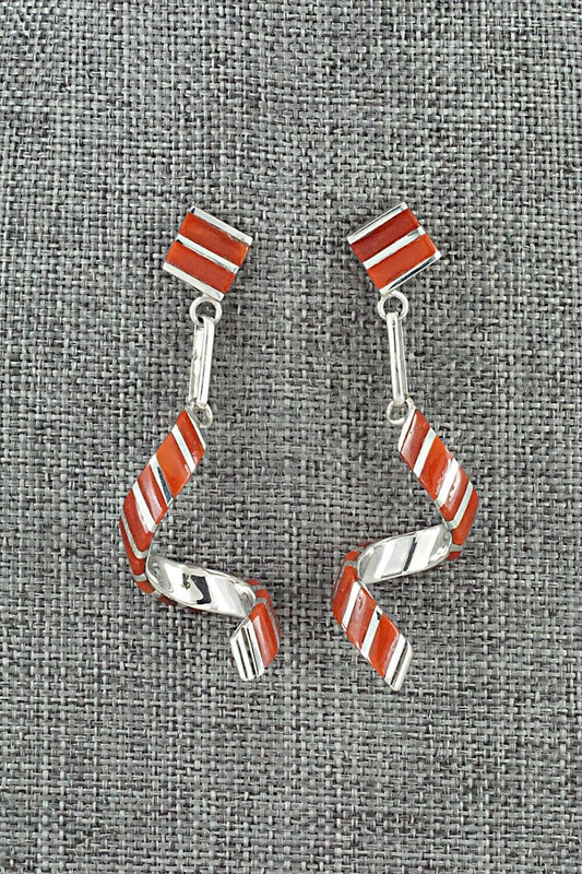 Coral & Sterling Silver Earrings - Shawn Shetya