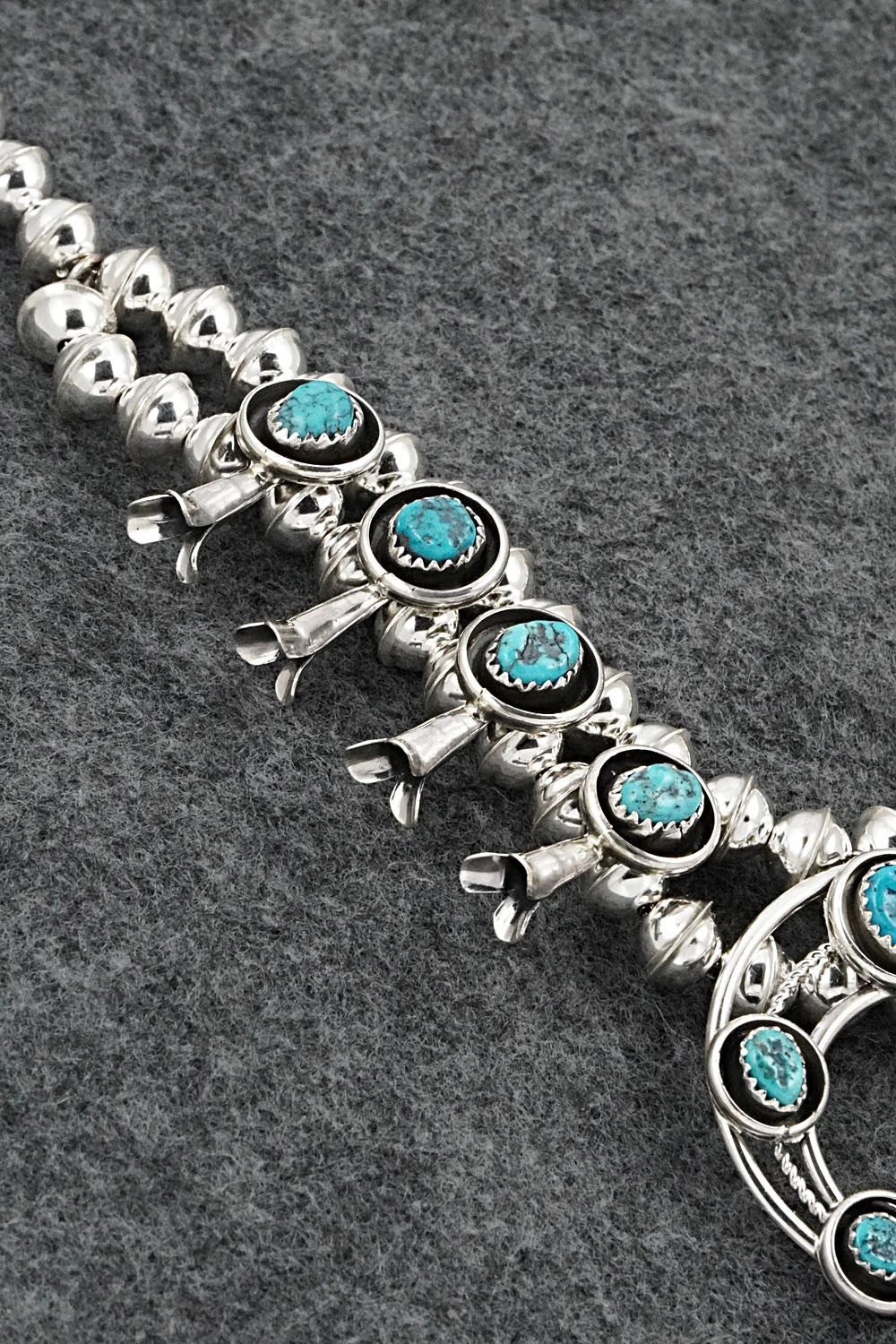 Turquoise & Sterling Silver Squash Blossom Set - Phil Garcia