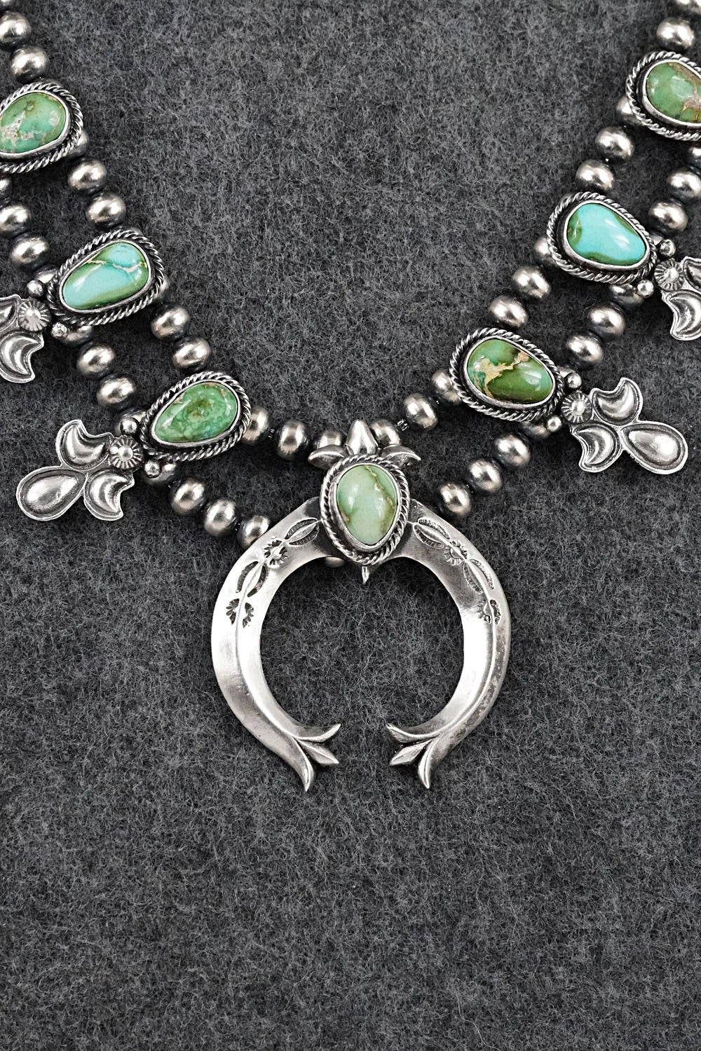 Turquoise & Sterling Silver Squash Blossom Set - Adrienne Gordon