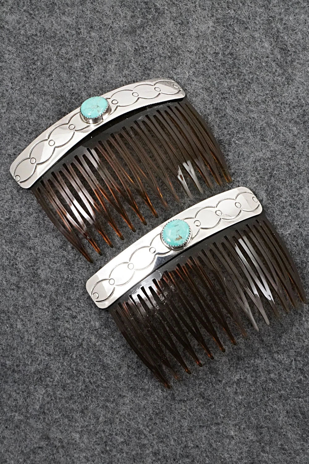 Turquoise & Sterling Silver Hair Combs - Jolene Begay