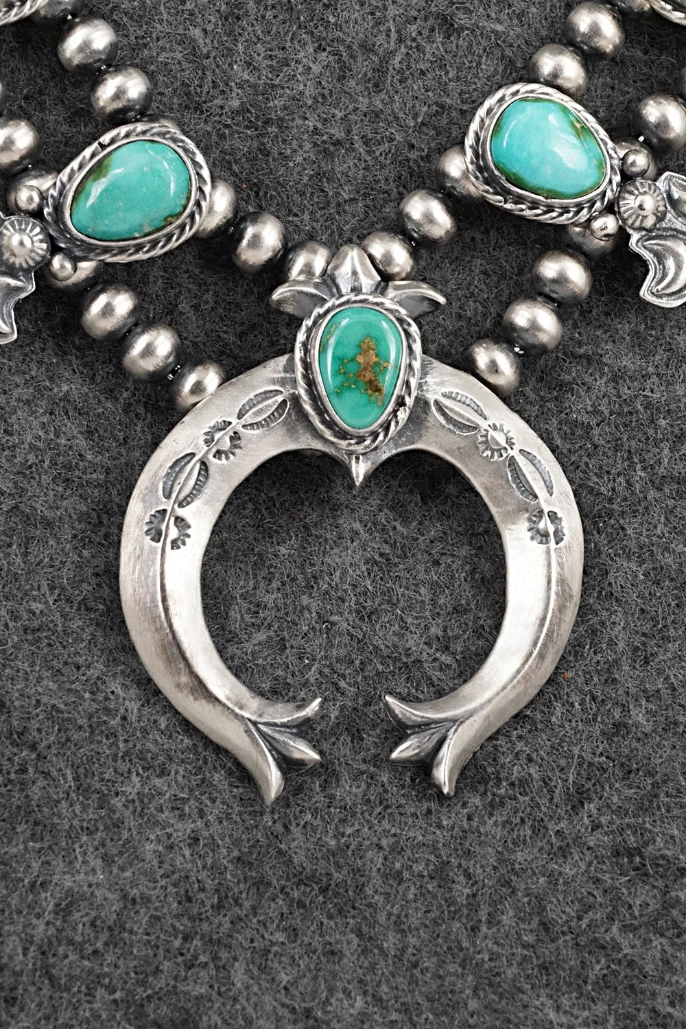 Turquoise & Sterling Silver Squash Blossom Set - Adrienne Gordon