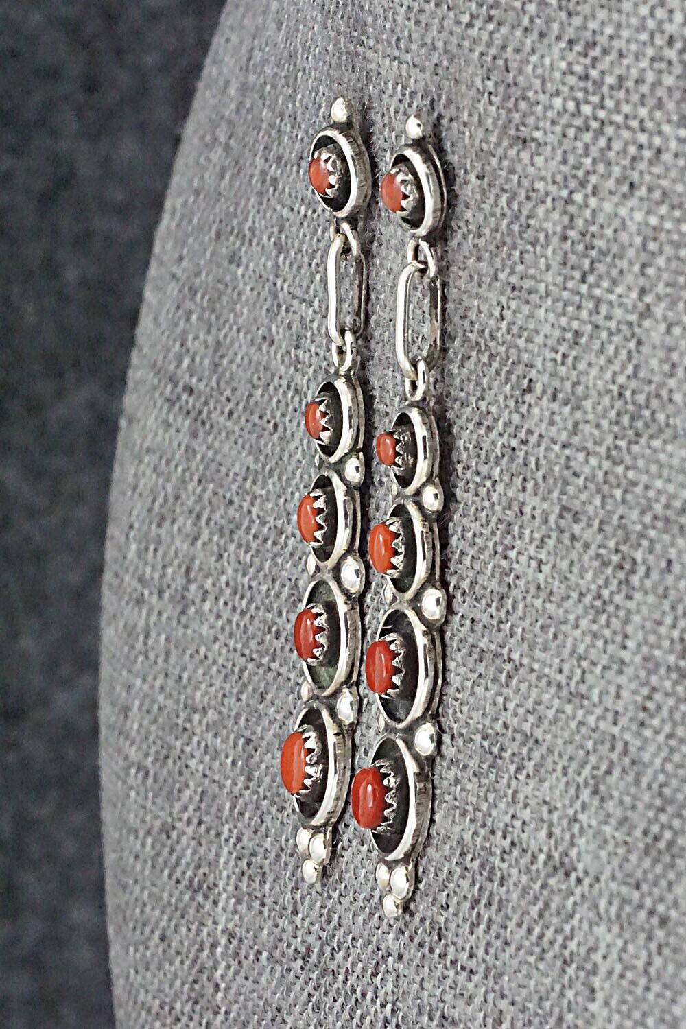 Coral & Sterling Silver Earrings - Michael Boone
