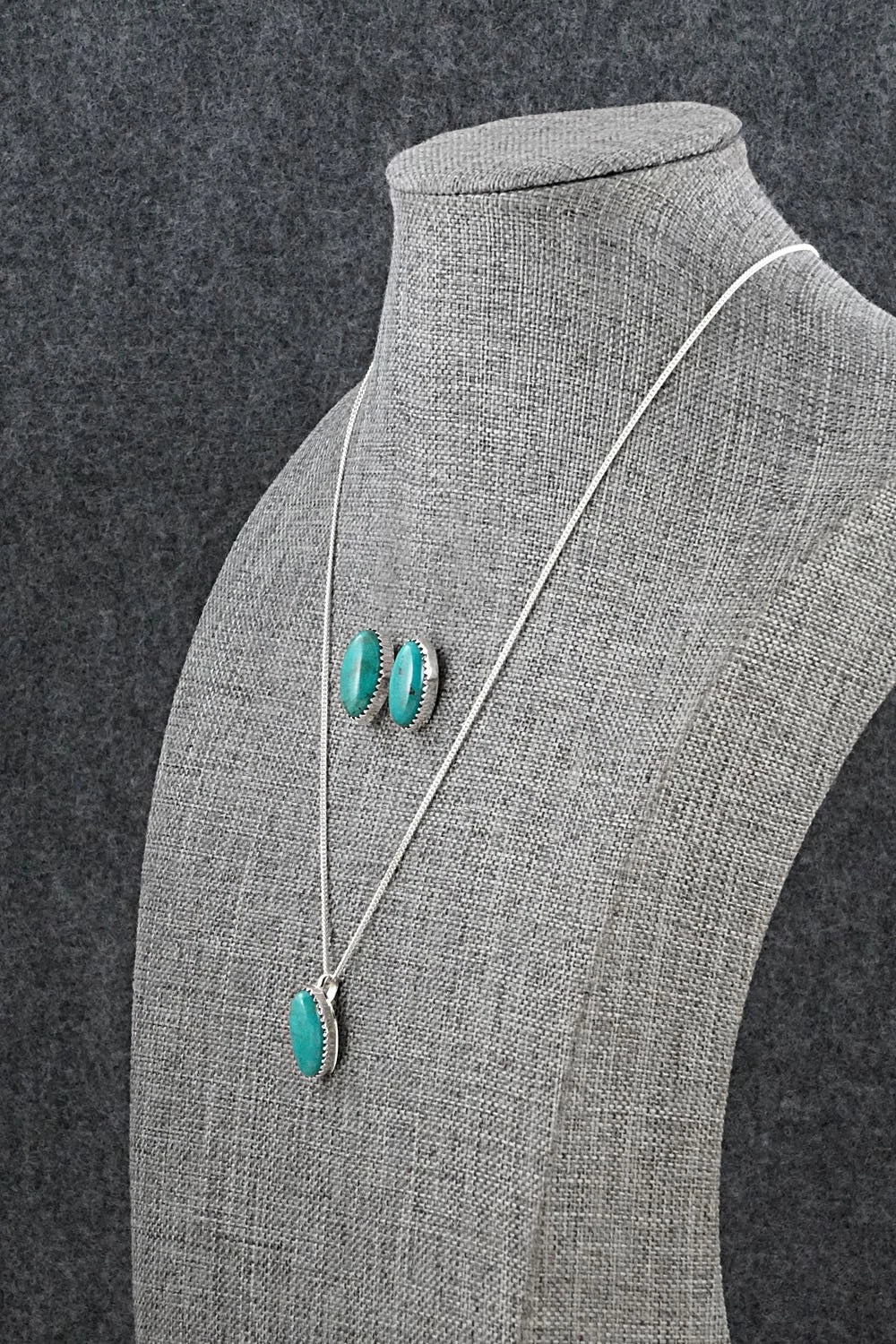 Turquoise & Sterling Silver Necklace and Earrings Set - Murray Hannaweeka