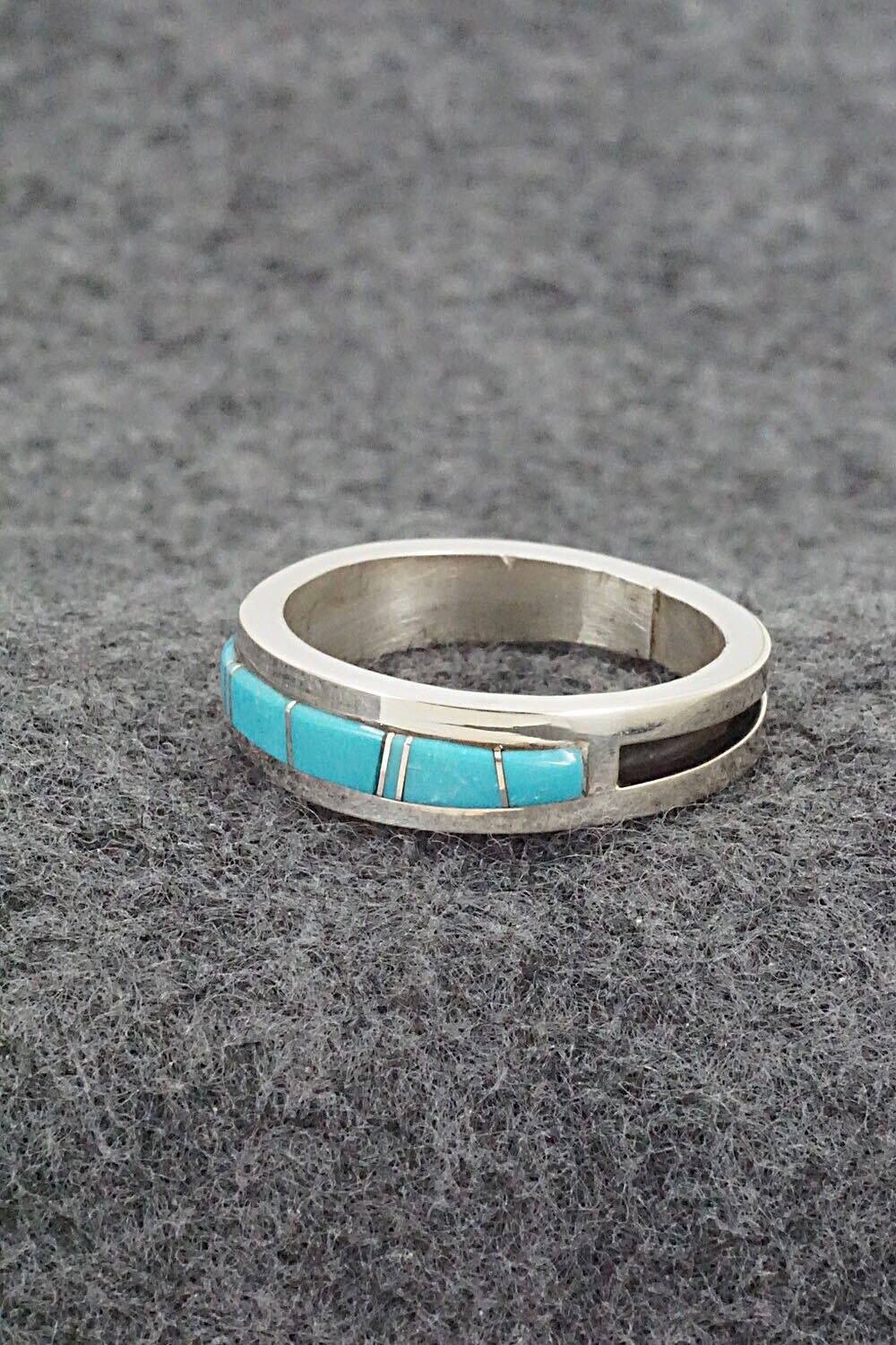 Turquoise & Sterling Silver Inlay Ring - Wilbert Muskett Jr. - Size 11.5