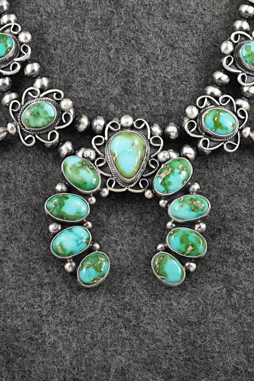 Turquoise & Sterling Silver Squash Blossom Set - Darrin Livingston