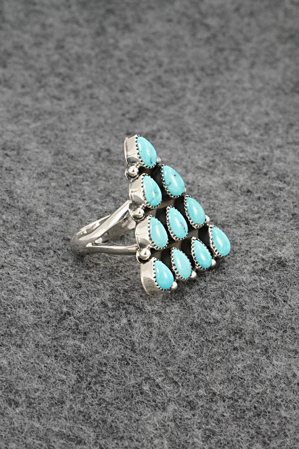 Turquoise & Sterling Silver Ring - Loretta Delgarito - Size 7.75