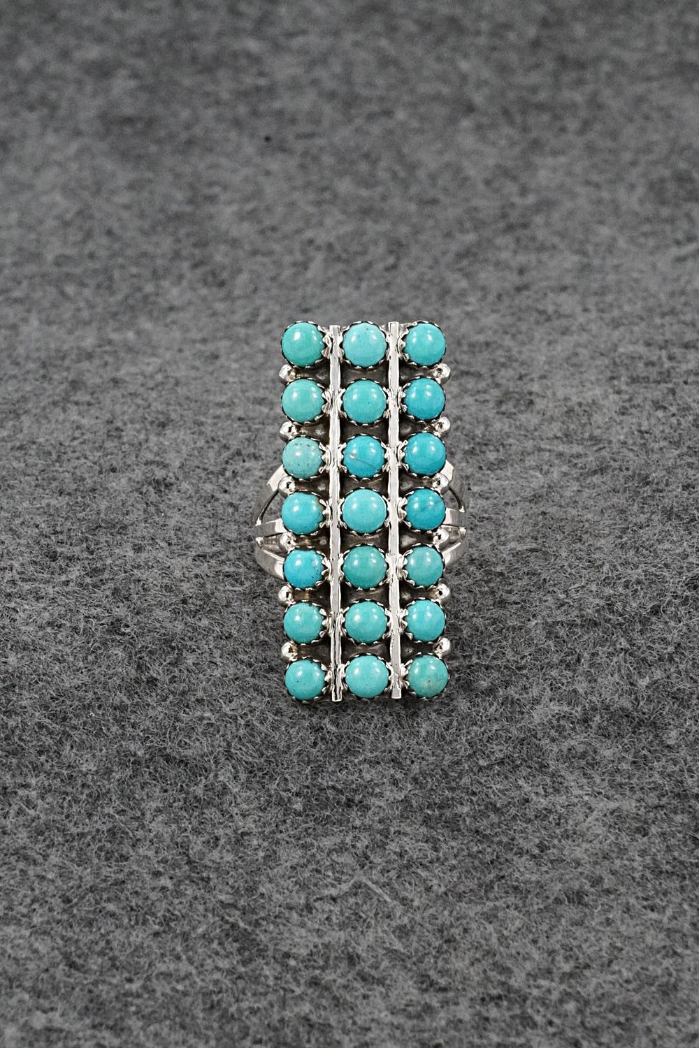 Turquoise & Sterling Silver Ring - Kenny Lonjose - Size 7.5