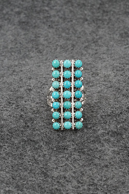 Turquoise & Sterling Silver Ring - Kenny Lonjose - Size 7.5