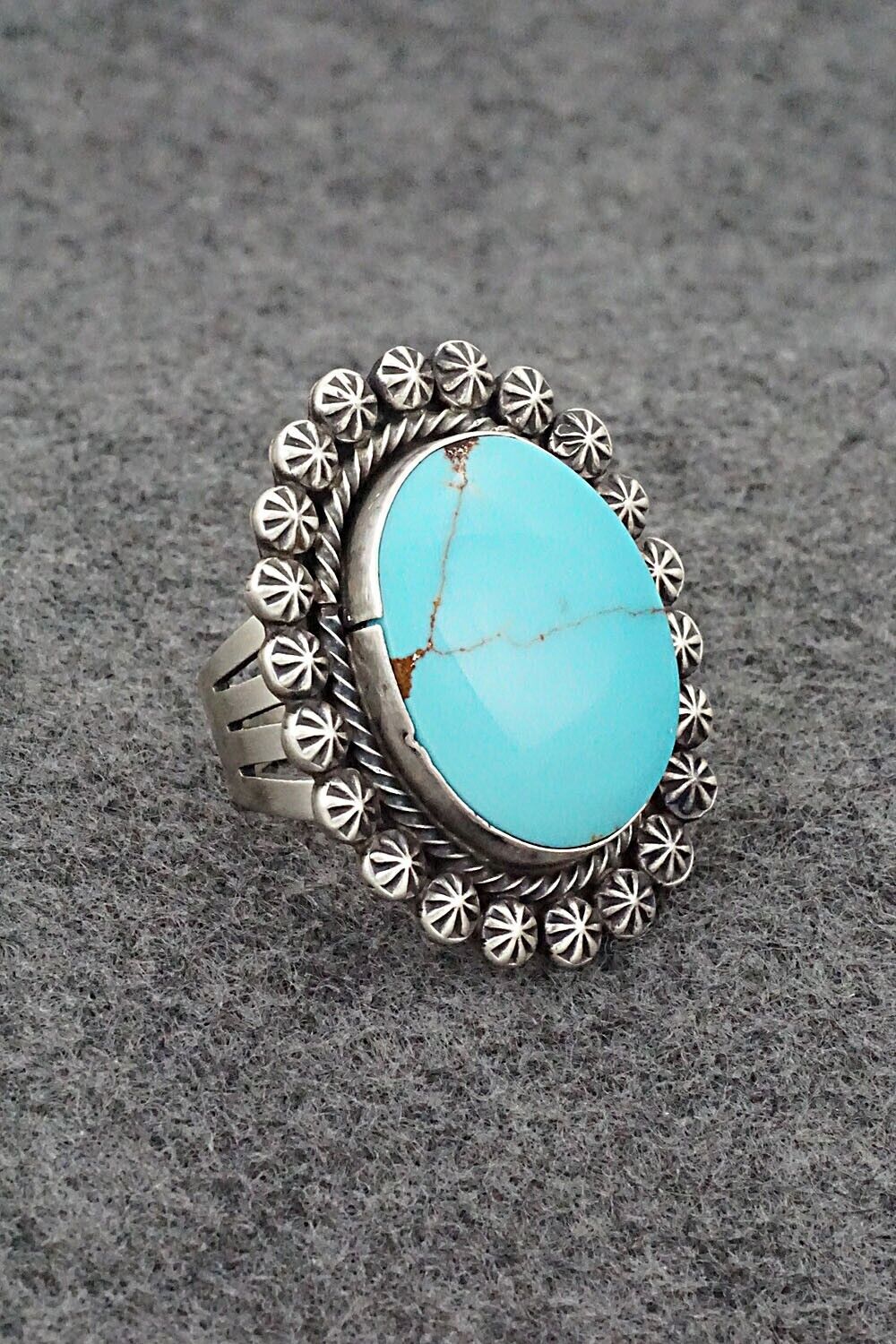 Turquoise & Sterling Silver Ring - Paul Livingston - Size 9